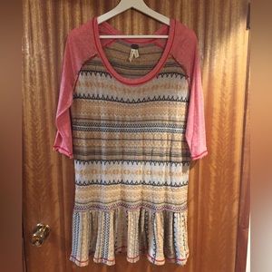 Free People mini dress tunic cotton linen mix S